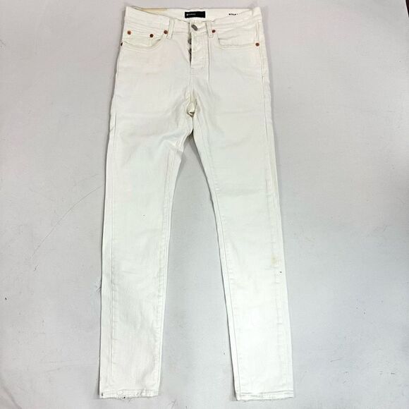 No Brand Denim - Purple Brand Jeans Style No. P001 Slim Fit Low Rise With Slim Leg Distressed Whi